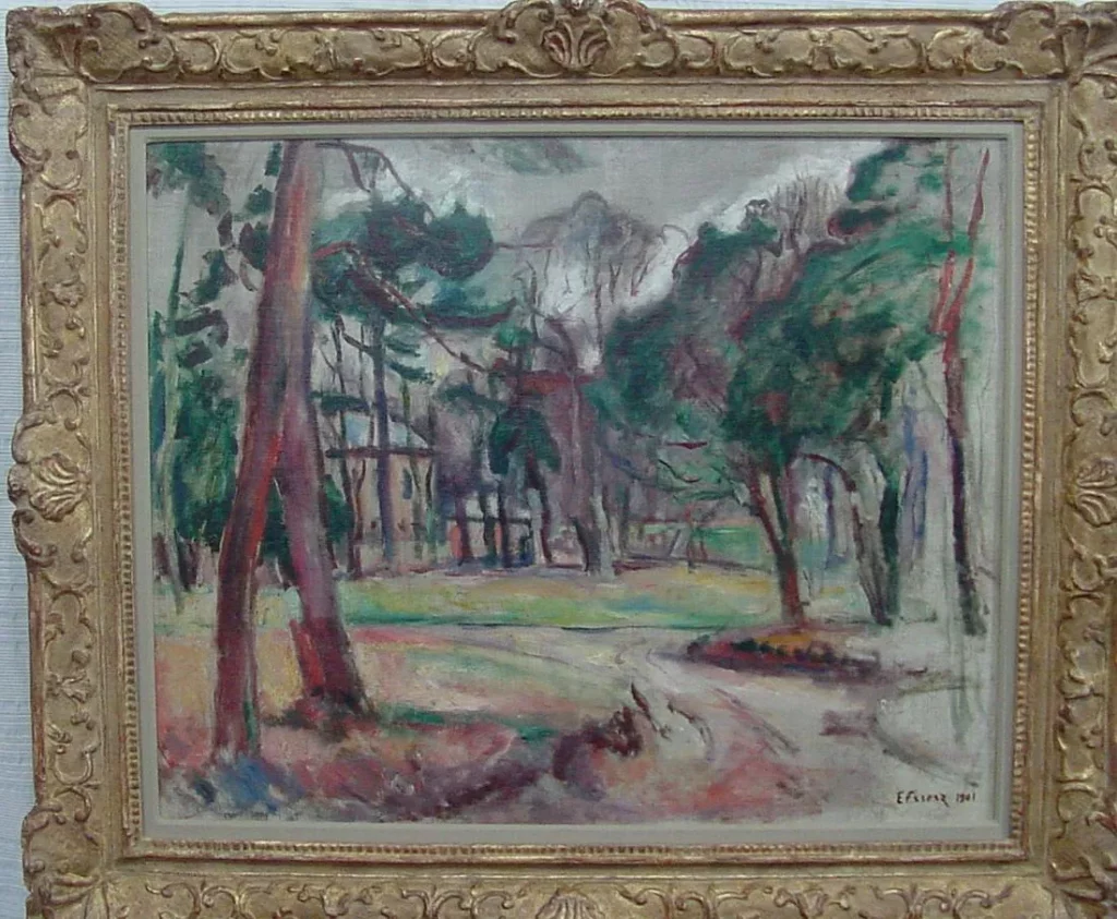 E. Othon Friez, Bright Landscape with House, oil-on-canvas, 1901, signed lower right. Provenance: Collection of Dr. Albert K. Chapman; M.R. Schweitzer Gallery NYC. Estimate $60,000-$80,000