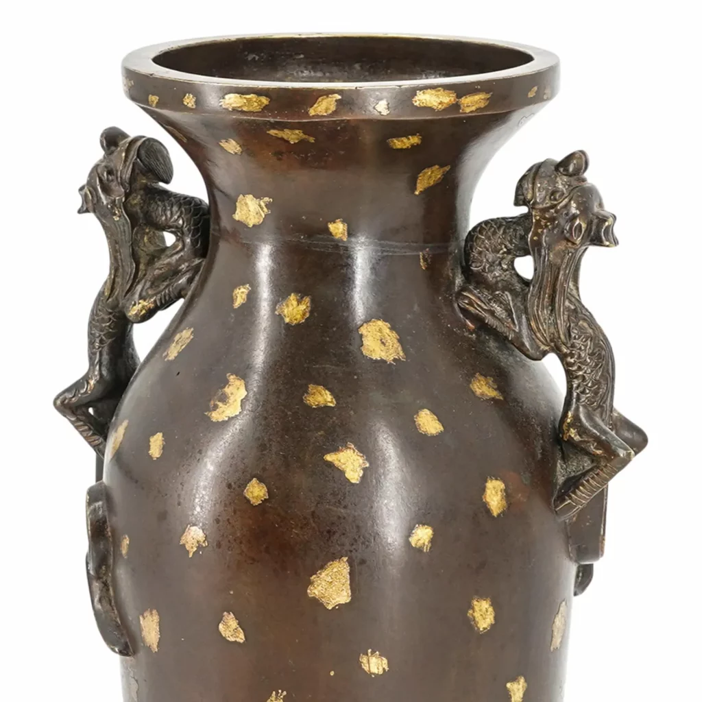 Antique Chinese Gold Splashed Bronze Vase
