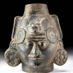 Moche Pottery Portrait Vessel w/ Zoomorphic Headdress