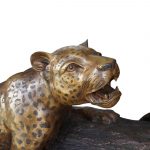 Signed Monumental Leopard Bronze Garden Statue