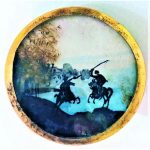 An Incredible 18th Century Silhouette Scene Button