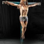 Lifesize 18th C. Spanish Colonial Painted Wood Crucifix