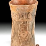 Maya Pottery Incised Cylinder Vessel w/ Fish