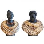 Monumental Marble King Micipsa & Queen Sculptural Busts