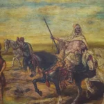 Adolph Schreyer Oil on Board Arabs on Horseback