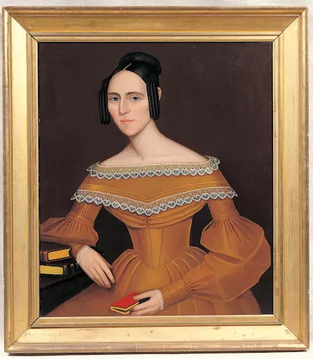Ammi Phillips, Lady in a Gold-Colored Dress, c. 1835 - 1840. Image courtesy of the American Folk Art Museum.
