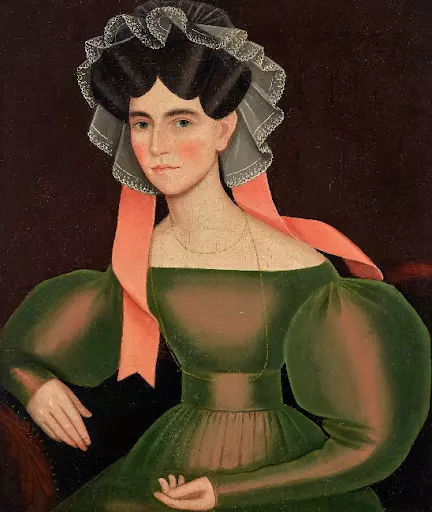 Ammi Phillips, Woman with Pink Ribbons, c. 1833. Image courtesy of Christie’s.