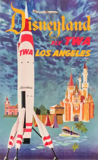 David Klein, Disneyland Fly TWA, 1955. Image courtesy of Potter & Potter Auctions.