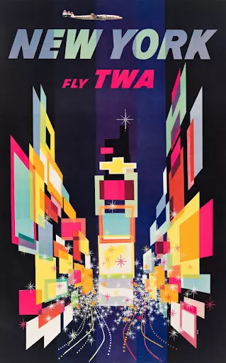 David Klein, New York / Fly TWA, 1956. Image courtesy of Swann Auction Galleries.