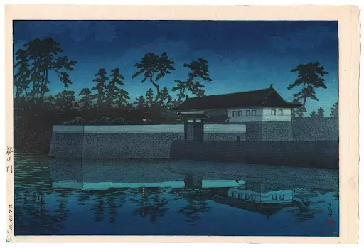 Hasui Kawase, Sakura Castle Gate, 1933. Image courtesy of Things Japanese Gallery, Ltd.