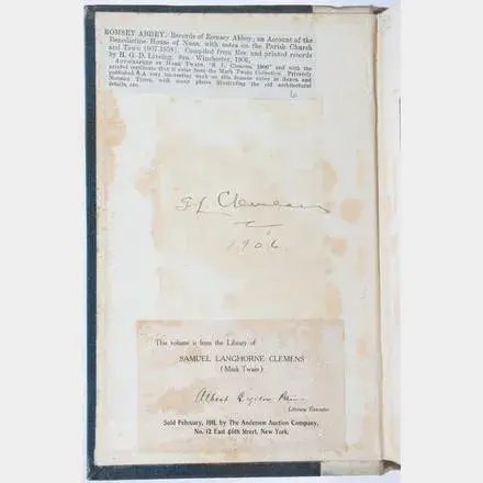 Book from the Library of Mark Twain, Signed 1906