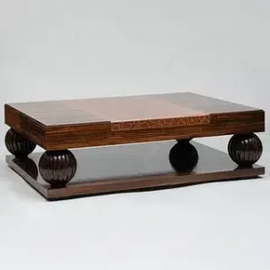 Macassar ebony and bone inlaid low table by Nicholas Mongiardo After a Model by Émile-Jacques Ruhlmann.