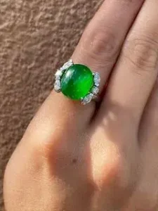 Natural JADE JADEITE IMPERIAL GREEN Ring GIA CERT
