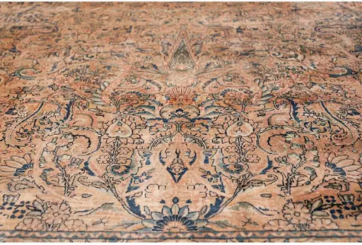 Detail of antique Kerman Persian rug. Image courtesy of Nazmiyal Auctions.
