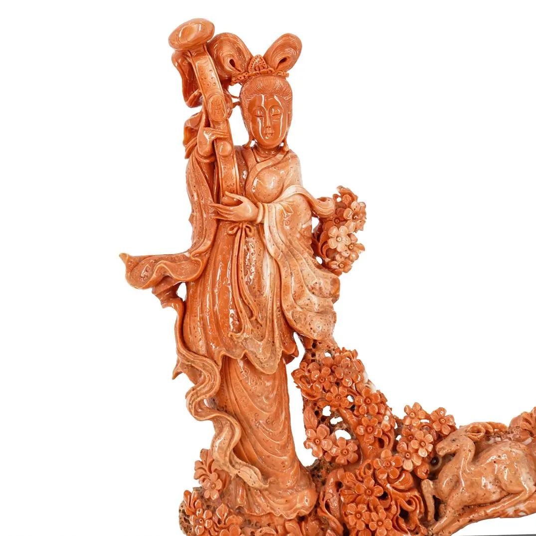 Chinese Carved Coral Guan Yin