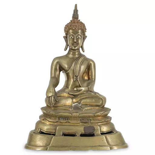Antique Thai bronze silver-eyed Buddha statue. Image courtesy of Akiba Antiques.