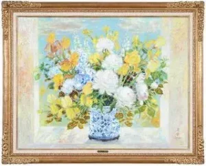 Large Le Pho Floral Still Life Painting