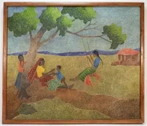 Narayan Shridhar Bendre Outdoor Genre Painting