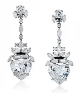Raymond C. Yard Platinum Heart Diamond Earrings