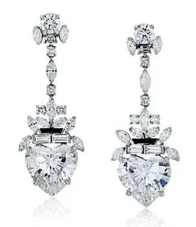 Raymond C. Yard Platinum Heart Diamond Earrings
