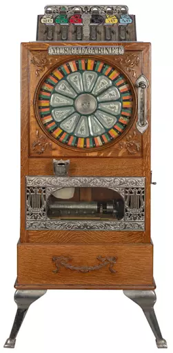 Caille Bros. Puck Five-Cent musical cabinet, Detroit, c. 1890s. Image courtesy of Potter & Potter Auctions.