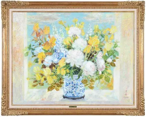 Large Le Pho Floral Still Life Painting