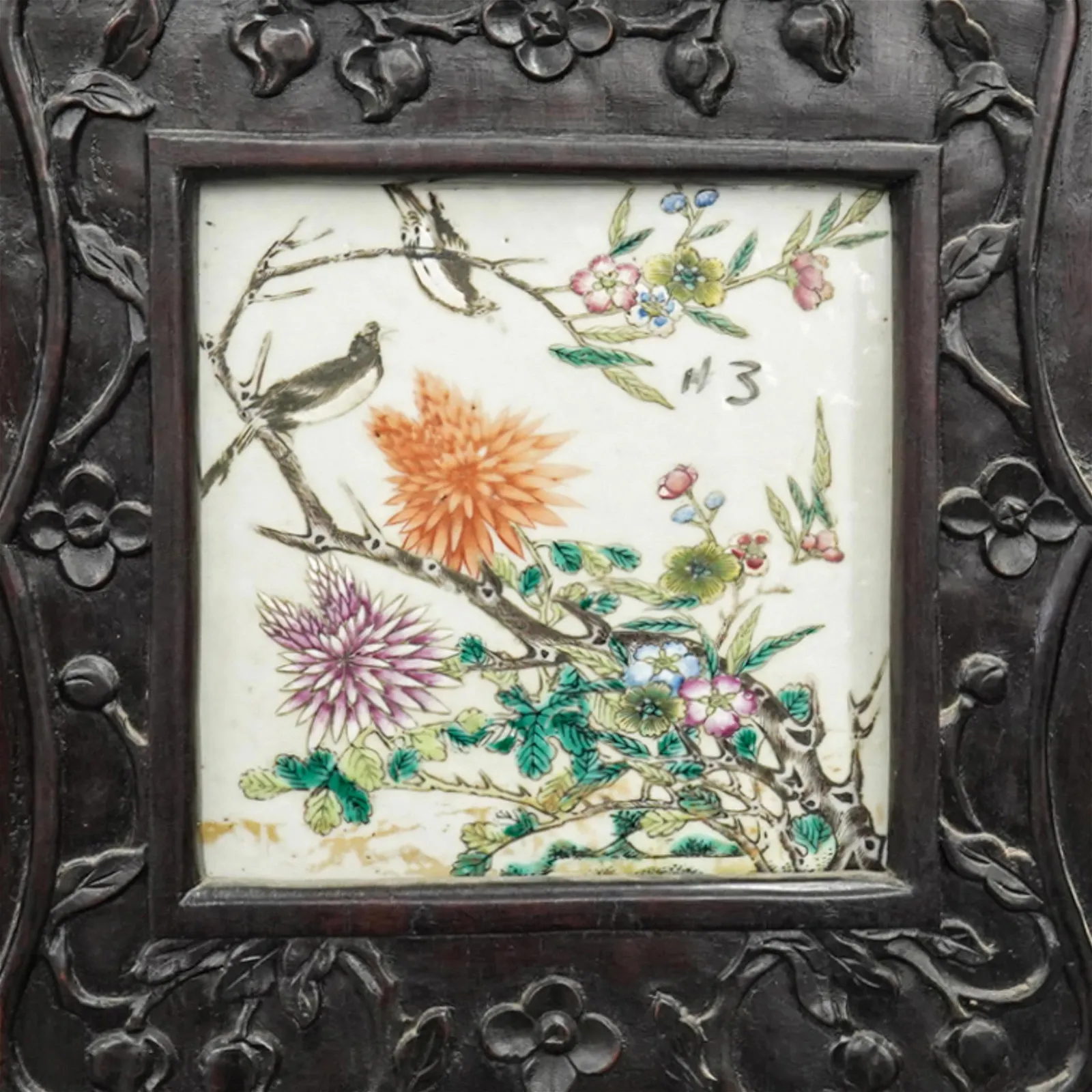 Antique Chinese 8-Panel Porcelain Plaque Screen