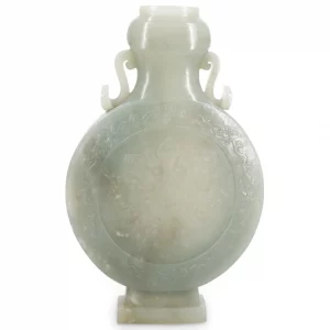 Antique Chinese Celadon Jade Moon Flask