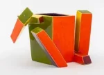 Cubist Cup modern abstract art ceramic sculpture by Ken Price.