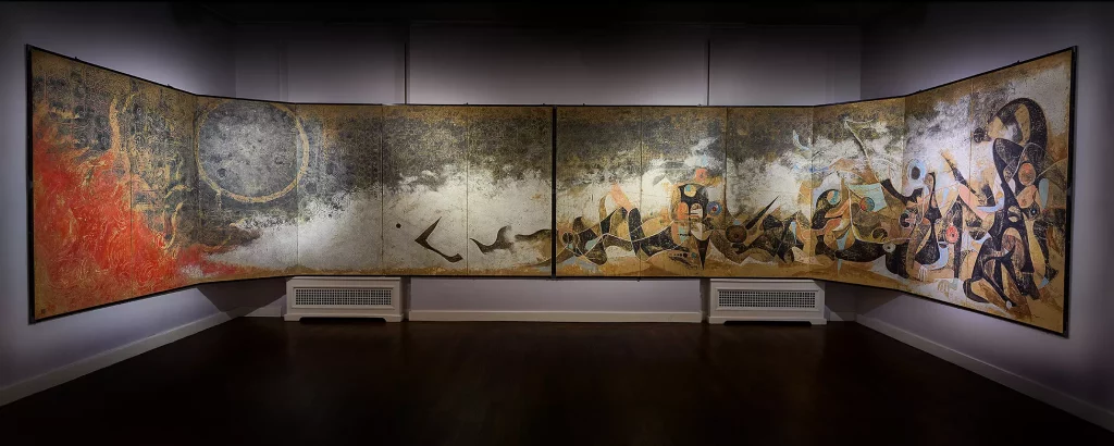 Ken Matsubara 1948-present Chaos - 屏風「カオス」, 1983 Painting H70 7/8 x W433 1/8 in, H180 x W1100 cm Credit: Ippodo Gallery