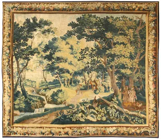 A 17th-century antique Flemish tapestry. Image courtesy of Nazmiyal Auctions.