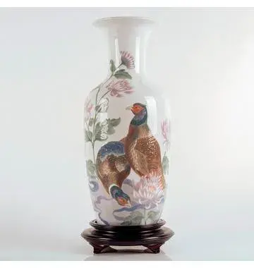 Pheasants & Mums 1001621 - Large Lladro Porcelain Vase