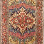 ANTIQUE PERSIAN TABRIZ , 11 ft x 18 ft 4 in (3.35 m x 5.59 m)
