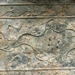 Roman Lead Sarcophagus Panel Leaping Dolphins