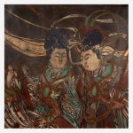 A Large Chinese polychrome stucco fresco panel 灰泥彩绘天女图壁画 Yuan/Ming Dynasty or later 元/明或更晚