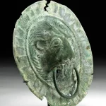 Rare Etruscan Bronze Boss Lion w/ Ring in Mouth