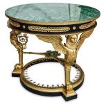 French Empire Style Gilt Bronze Malachite Table