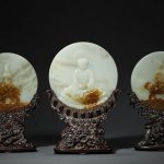 QianLong, A Group of Three Carved Jade Round Table Screens
