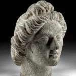 Lifesize+ Roman Basalt Head of God Apollo
