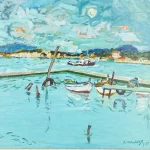 Robert Mendoze (French, b. 1930-) "En Rade de Toulon"
