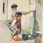 Norman Rockwell Lithograph Whitewashing the Fence