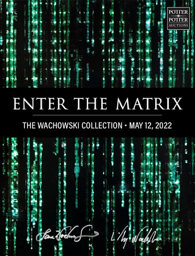 Catalog cover from Potter & Potter Auctions' May 12th, 2022 Enter The Matrix: The Wachowski Collection sale. Image courtesy of Potter & Potter Auctions.