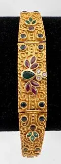 18K Gold Indian Precious Stones & Diamond Bracelet
