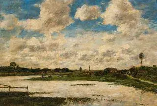 Les Bords de la Touques à Trouville Pendant les Grandes Marées oil on canvas by Eugène Boudin.