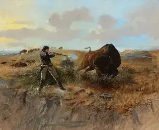 Charles M. Russell (1864–1926) — Shooting the Buffalo (ca. 1892)