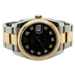 Rolex Datejust Black Diamond Dial 18k Two Tone Watch