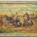 Adolph Schreyer Oil on Board Arabs on Horseback