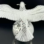 Amazing Large HEREND PLATINUM Dove of Peace Fishnet Figurine W/ Box