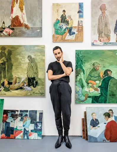 Salman Toor in his studio. Image by Stefan Ruiz.