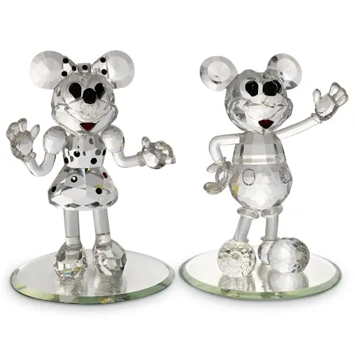 Two-piece set of Swarovski Crystal Mickey and Minnie figurines. Image courtesy of Akiba Antiques. 